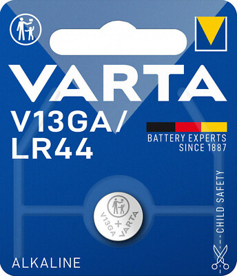 4x VARTA Coin Cell Alkaline Manganese LR44 LR1154 357A GPA76 82 1.5V V13GA 1 ...