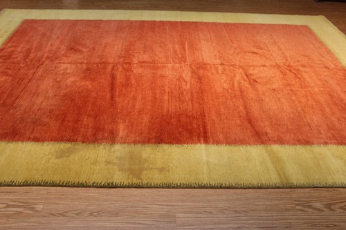 9' X 12' HANDMADE WOOL RUG, Tibetan Modern yellow, gold, orange colors Pm75 - Picture 9 of 12