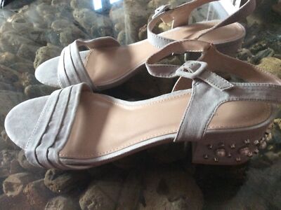LADIES EVANS SILVER GREY HEAVILLY EMBELLISHED SANDALS SIZE EEE EXTRA WIDE  FIT UK