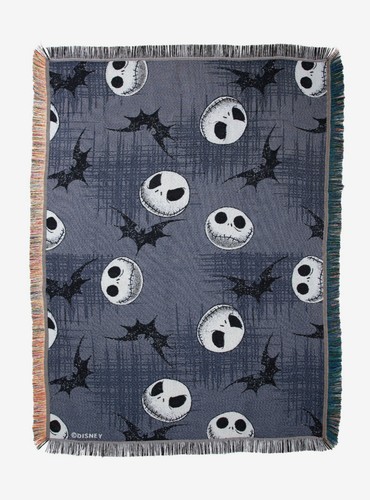 The Nightmare Before Christmas Jack Heads & Bats Tapestry Throw Blanket