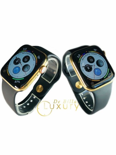 24K Gold Plated 44MM Apple Watch SERIES 4 With Black Sports Band - 第 1/9 張圖片