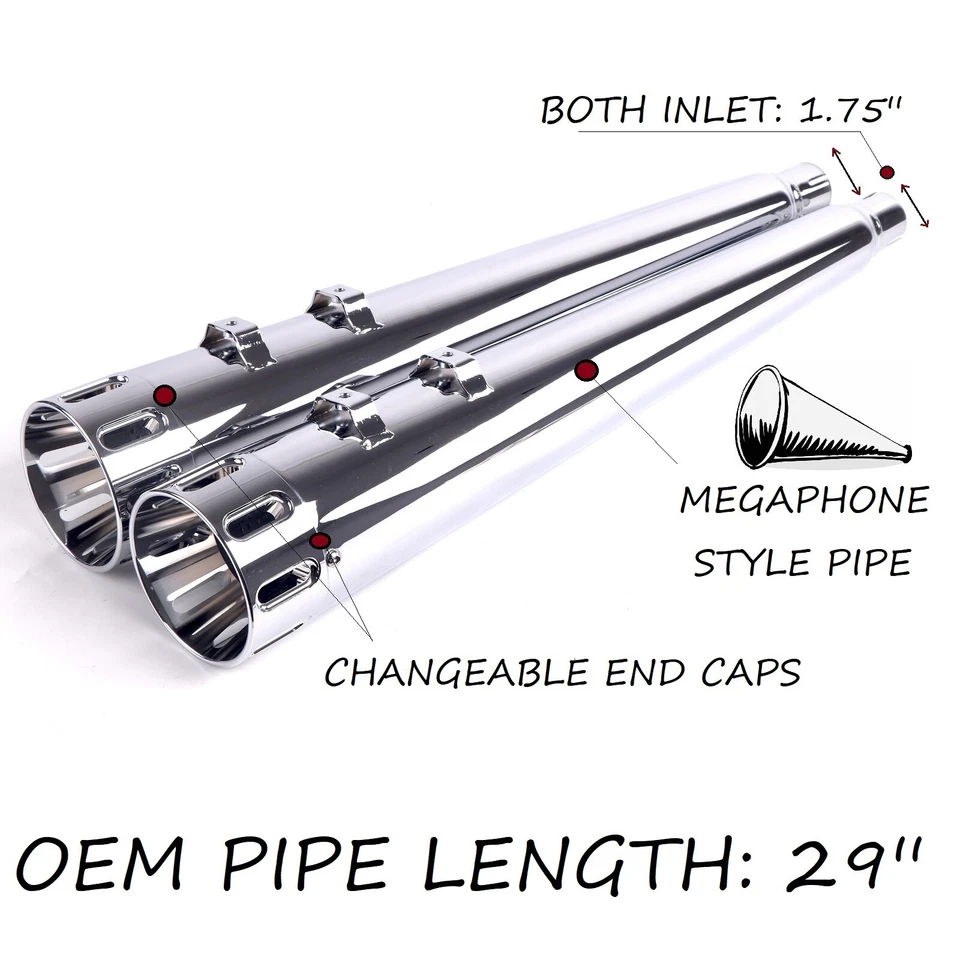 SHARKROAD 4.4" Slip Ons Megaphone For Harley Exhaust 95-16 Touring Nice Sound - Image 4 of 4