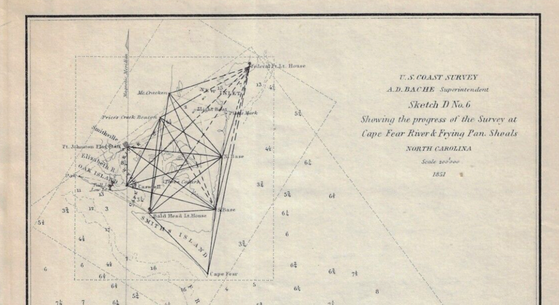 1851 Survey Map Cape Fear River & Frying Pan Shoals, North Carolina