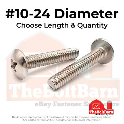 #10-24 18-8 Stainless Steel Phillips Truss Head Machine Screws (Pick Length&Qty)