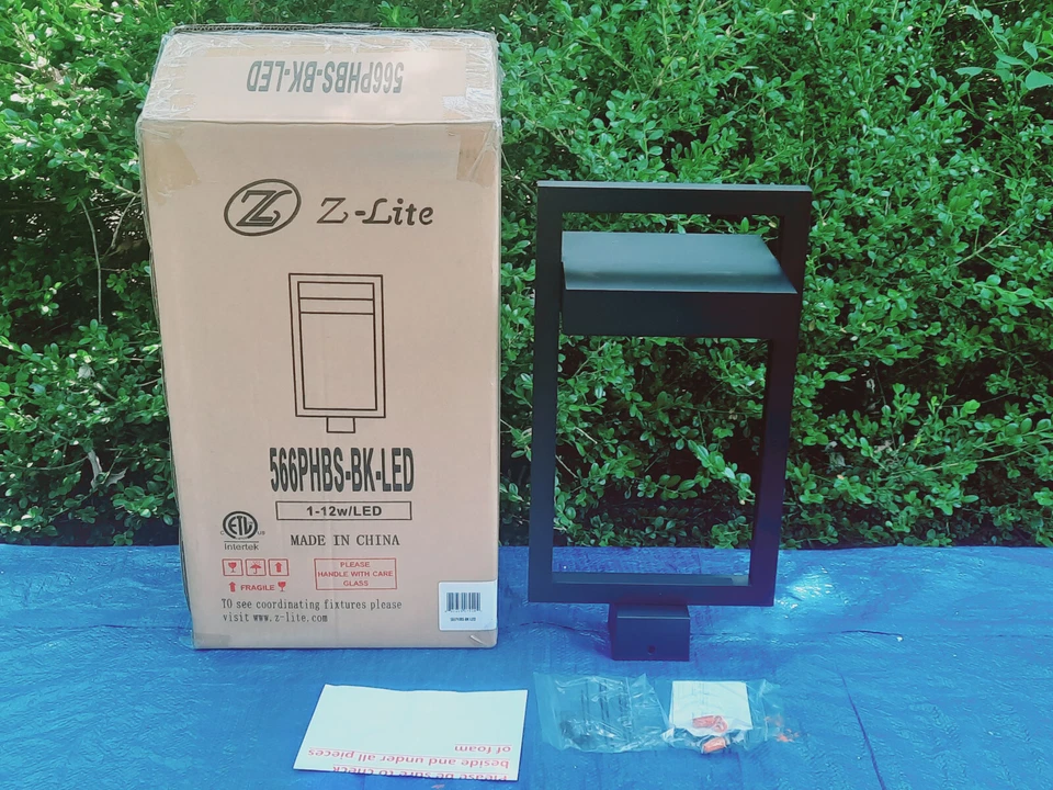 Z-Lite Luttrel 22" Tall LED Outdoor Post Light Square Fitter 566PHBS-BK-LED NEW! - Image 2 of 4