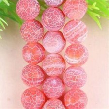 Pretty 8mm Red Dream Fire Dragon Veins Agate Gemstone Round Loose Beads 15"