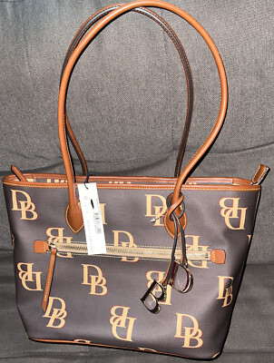Dooney & Bourke Signature Logo Monogram Print Tote  Tan/Brown T Moro Bag $318