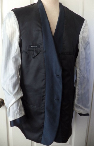 Structure Men's Blue Modern Fit Striped Two Button Suit Coat Blazer Size 46L - Picture 5 of 9