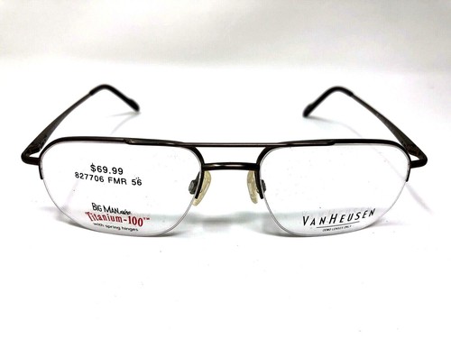 Van Heusen Eyeglasses Frame FRANKLIN TAN BROWN 56-18-140 Half Rim YL53