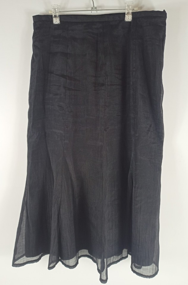 Kamiko Fit & Flare Lined Black Skirt Size 14 Midi Fluted Myer VGC