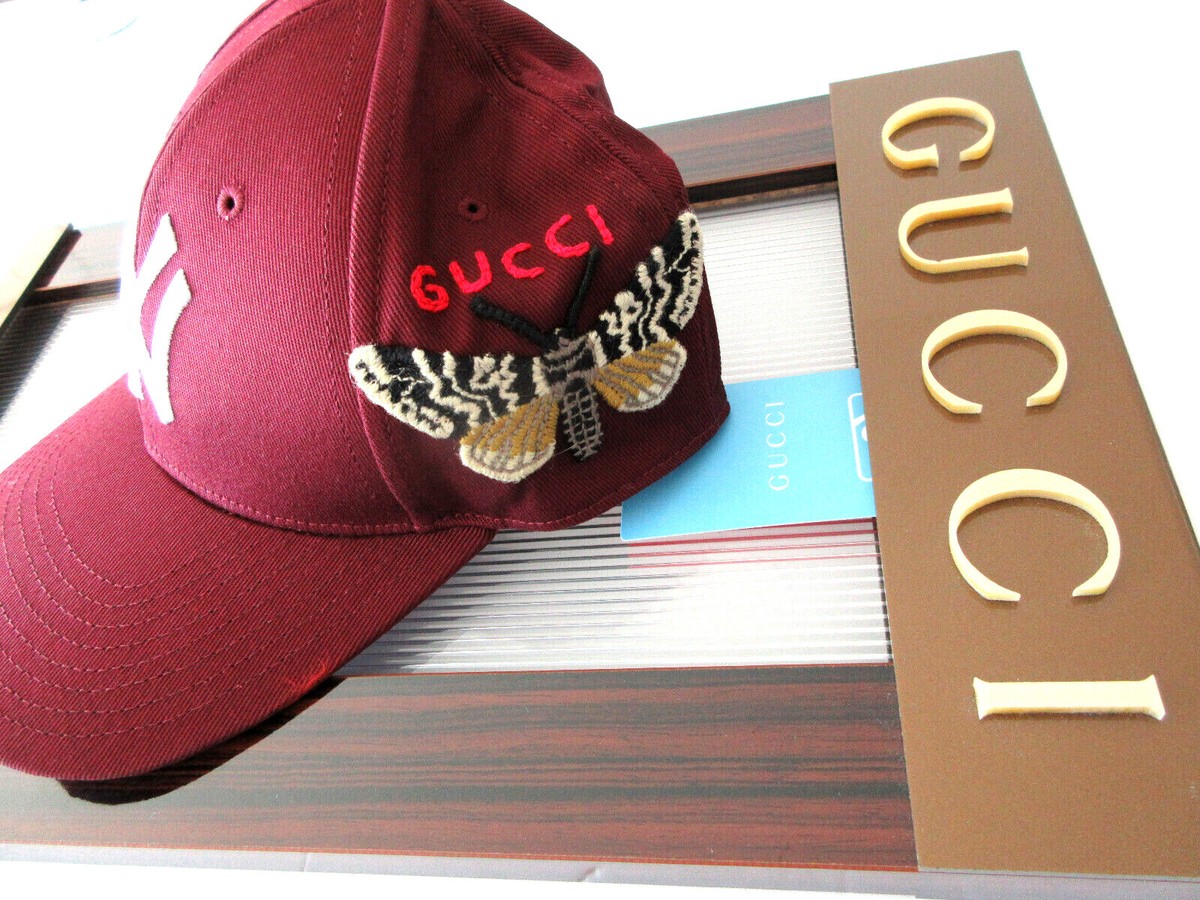 GUCCI NY YANKEES BASEBALL CAP EMBROIDERED BUTTERFLY APPLIQUE