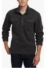 Merrell Men Sweater Pull-over Long Sleeve High Neck 1/4Button Wool Blend Size L