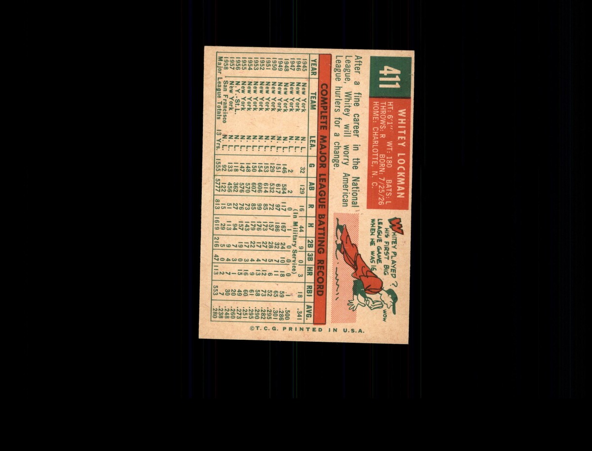 Y♢337 じゃーまん 1959 Topps 411 Whitey Lockman EX-MT #D598809 | eBay