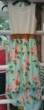 Women's Lacey Multicoloured Floral Party Dress Size M By Pretty Little Thing 