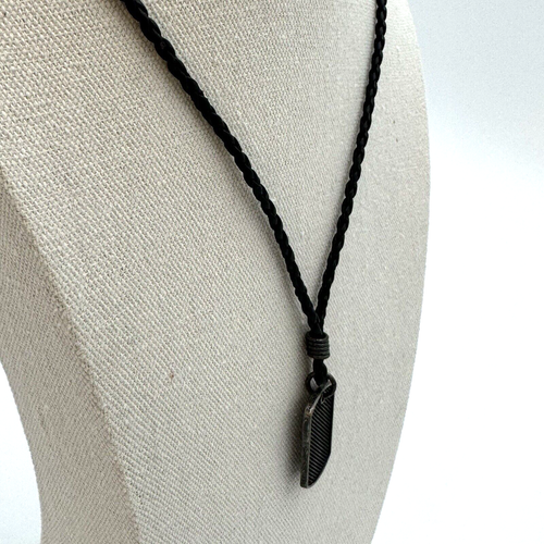 Guess Dog Tag Necklace Black Braided Faux Leather? Chain 20" Military Fashion - Picture 7 of 12