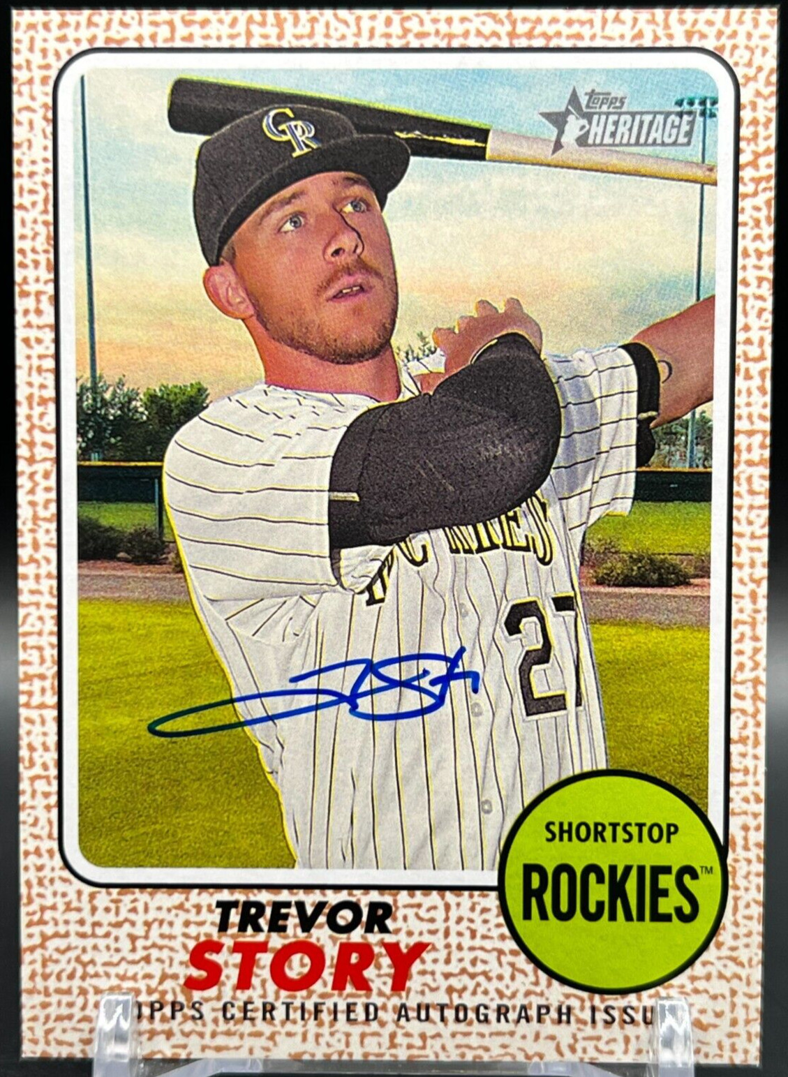 2017 Topps Heritage Real One Autograph Trevor Story NM+ Rockies Auto #ROA-TST