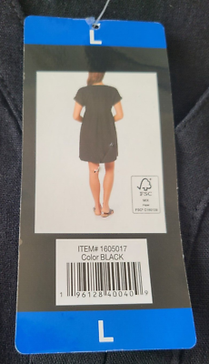ワン 様 BRIGGS WOMEN'S RELAXED FIT LINEN BLEND SHORT DRESS BLACK LARGE