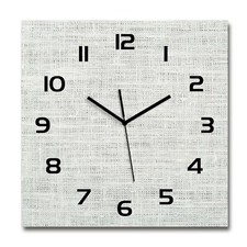 Image of Glass Wall Clock 60x60 White linen canvas