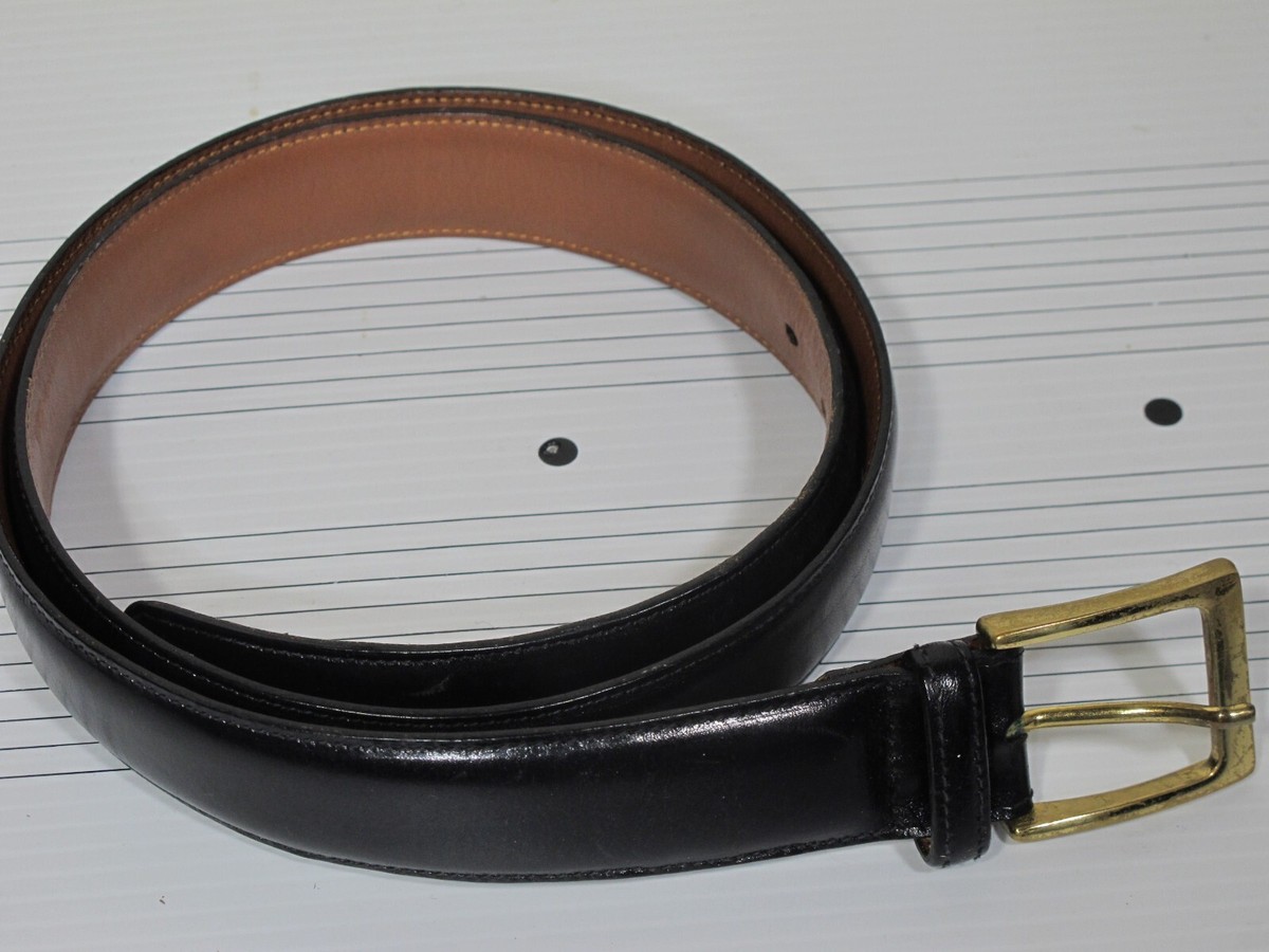 Trafalgar Cortina Black Calfskin Leather Belt 36 Brass 