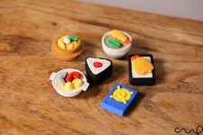 6 Rubber Eraser Japanese Asian Food Unique Party Bag Gift Stocking Filler Puzzle