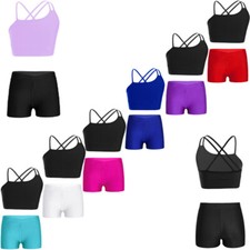 Kids Girls Outfits Sports Set 2Pcs Suit Athletic Dancewear Workout Jogging