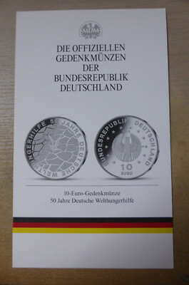 Münz-Infoblatt/Flyer von MDM, 10 Euro Gedenkmünze  50 Jahre Deutsche Welthunger.