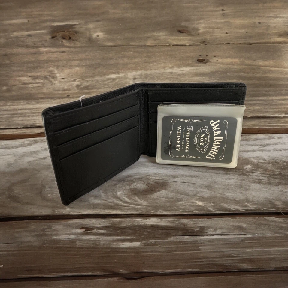 Cartera plegable de cuero negra JD Old #7 SIN USAR Foto 2 de 3