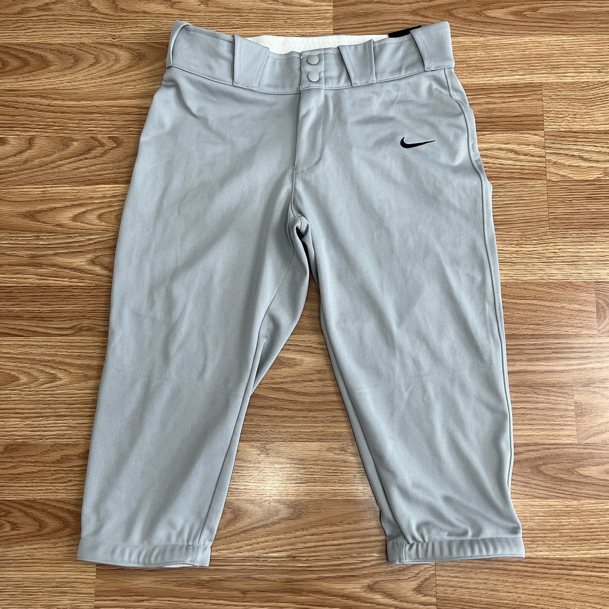 NEW Nike Diamond Invader 3/4 Length Slim Fit Gray Softball Pants