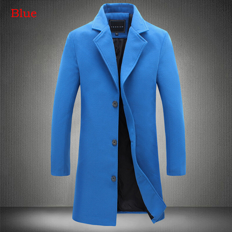 THE TOE PÂTÉ COLOR LONG COAT Blue /M Njoeus Men's Mid Long Trench Coat Winter Long Jacket Woolen Blends