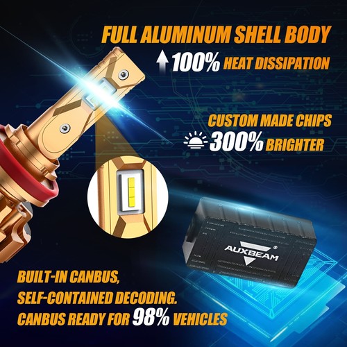 Faro LED de haz bajo AUXBEAM Canbus H11 6000 k para Peterbilt 579 587 2011-2018 - Imagen 8 de 12