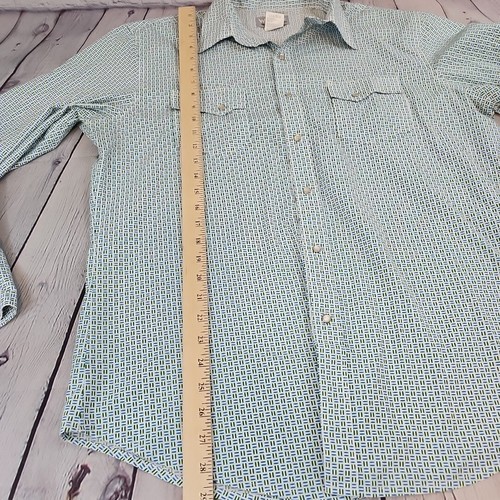 Camicia Wrangler Uomo L Blu Geometrica Perla Scatto Wrancher Western Work Manica Lunga - Foto 6 di 12