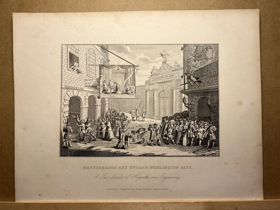 MASQUERADES AND OPERA HUMOR 1833 WILLIAM HOGARTH ANTIK STAHLSTICH ENGRAVING 37 - Bild 3 von 4
