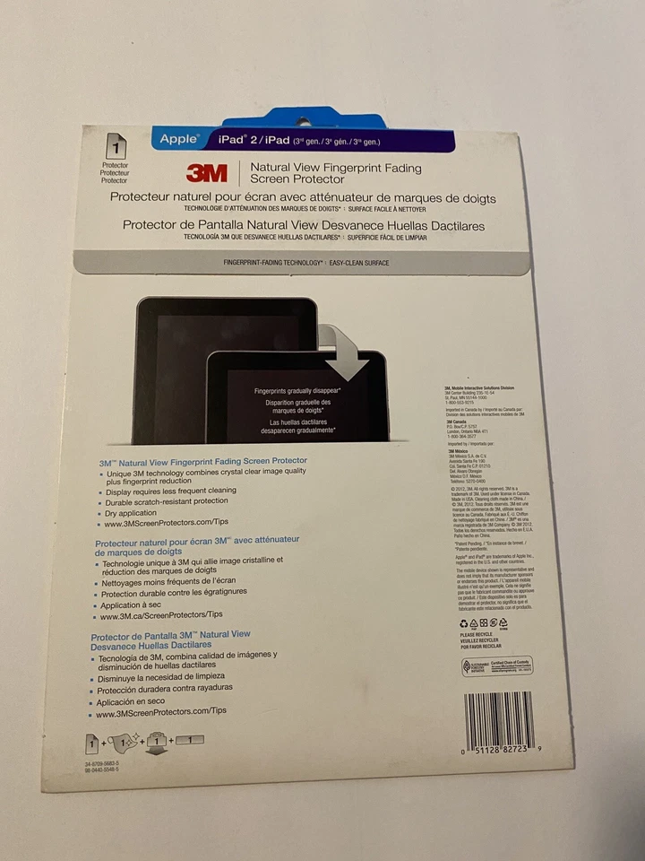 3M Natural View Fingerprint Fading Screen Protector Apple iPad2 &3rd Generation  - Image 2 of 2