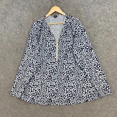Clarity by Threadz Top Womens 4XL Plus Grey Animal Print Long Sleeve 30002