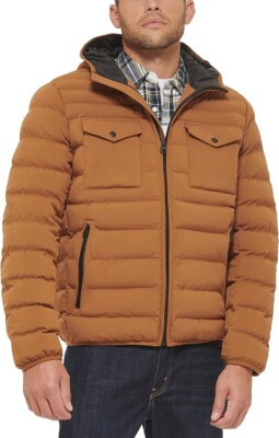 Levi's Men's Soft Shell Hooded Storm Trucker Jacket Brown Size Large