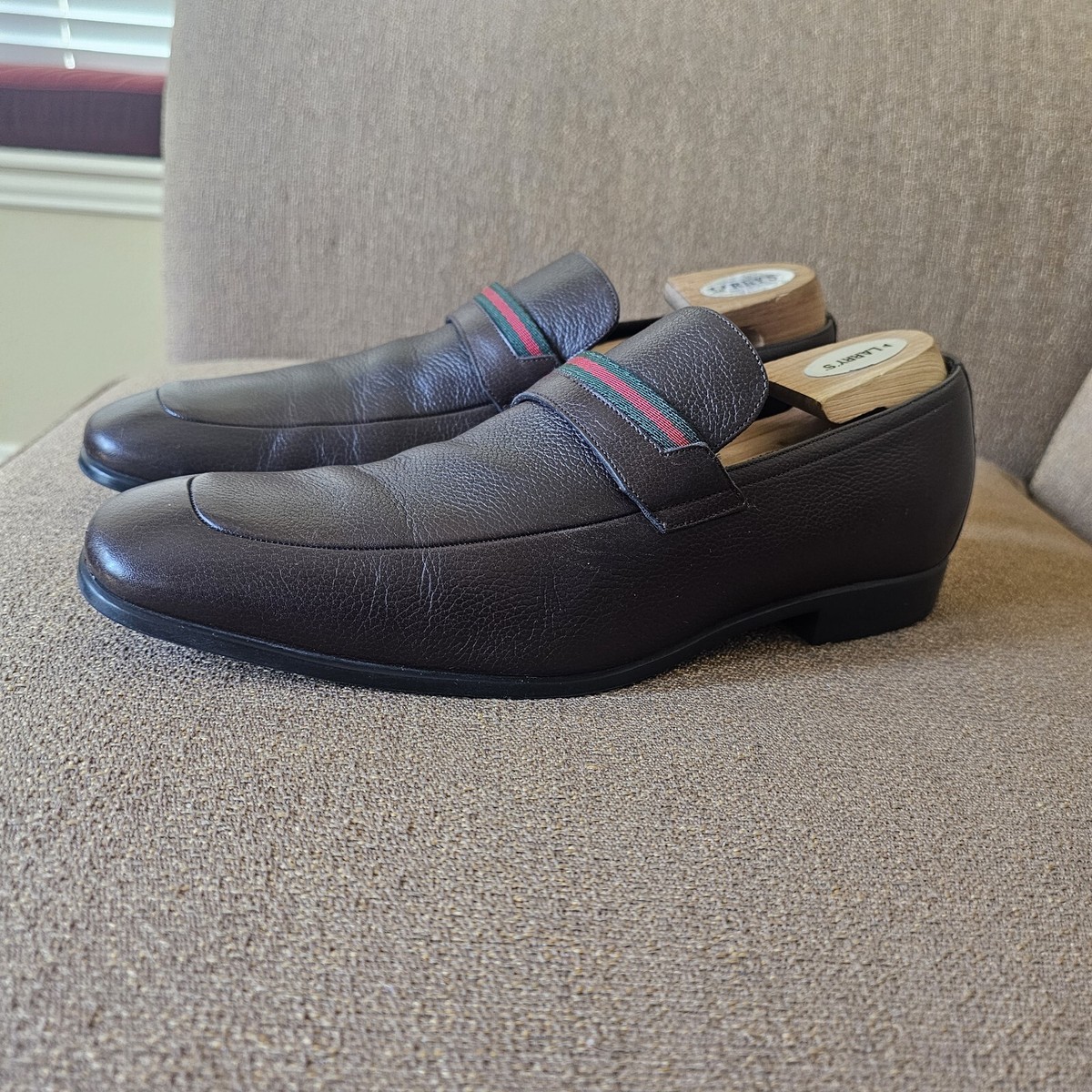 Gucci Web Accent Brown Leather Shoes Gucci Size 8/US 8.5 Men's | eBay