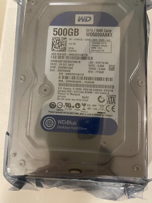 Western Digital 500GB,Internal,7200 RPM,3.5inch (WD5000AAKX) Hard Drive