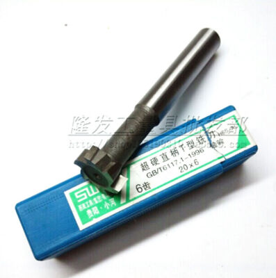 Straight Shank Hardness 20mm Cutting Dia 6 Flutes T Style Slot Milling Cutter #F