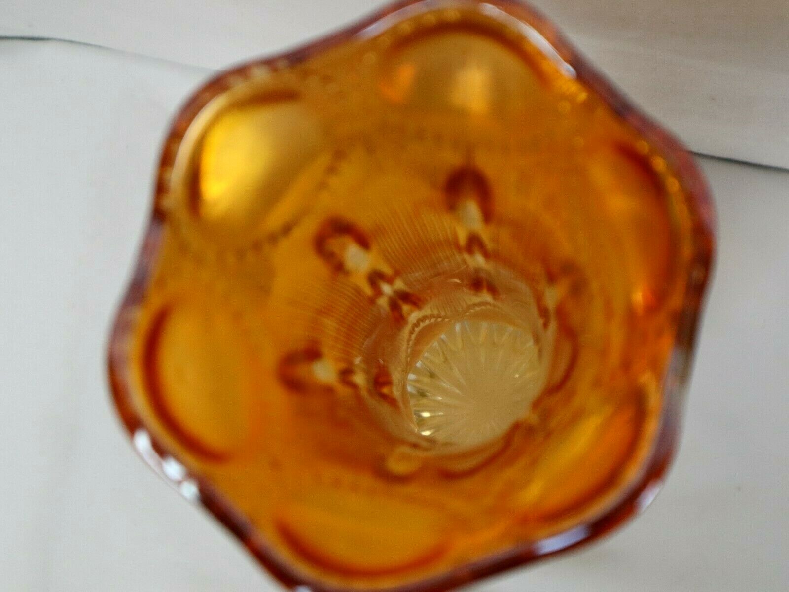 AMBER VINTAGE CARNIVAL GLASS VASE Gem