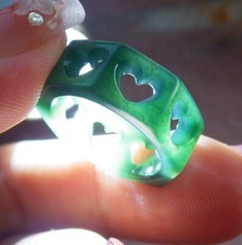 Video Certified Icy Green 100 A JADE Jadeite Heart RING USA. 4.5    681949