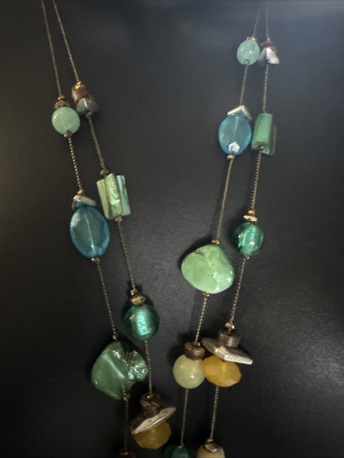 Double Strand Signed Ruby Rd Silvertone Blue Gree… - image 7