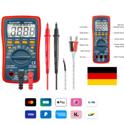 AstroAI Digital Multimeter   TRMS 4000 Counts für Spannung, Strom und Widerstand