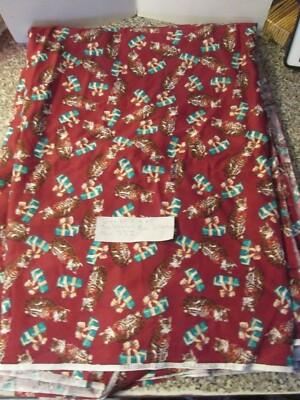 Fabric The Sheryl Roy Collection Christmas Cat Gift Present  6 yards x 42'' wide