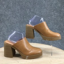 Universal Thread Sandals Womens 10 Casual Slip On Mule Clogs Brown Faux Leather