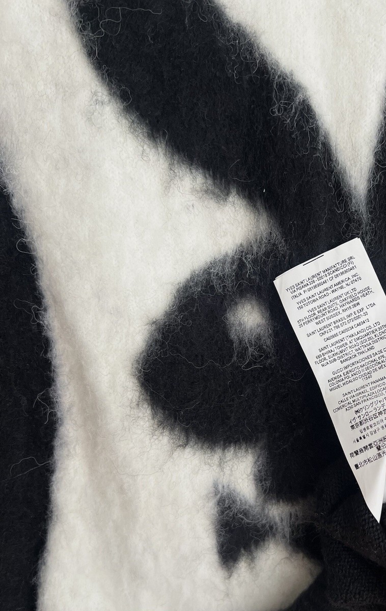 Yves Saint Laurent YSL Mohair Playboy Black & White Sweater Men's