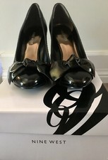 Price Drop-Nine West Black Heels Size 5-Beautiful w/bow In Great Condition