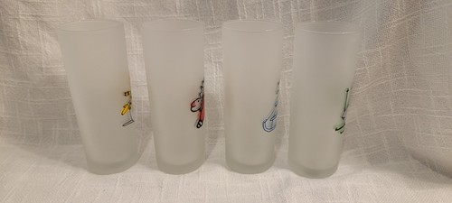 France Darlington Designs Frosted Tumblers Set Four Barware Drinkware Vintage 7" - Picture 8 of 11