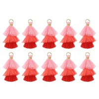 10 Mini-Quasten SchlüSselanhäNger FüR Pink/Rot/Dunkelrot