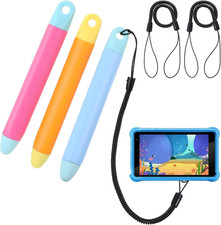 3 Pack Kids Stylus Pen with Tether Anti Rolling Tablet Stylus Spring Cord