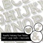 Pearl Patch Letters Silver Rhinestone Sparkle 4.6cm Patches Sew on / Iron on